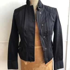 Express High-Neck Cotton Moto Jacket